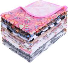 12 Pcs Dog Blanket Pet Paw Print Fleece Blanket Cat Soft Warm Sleep Mat Guinea P