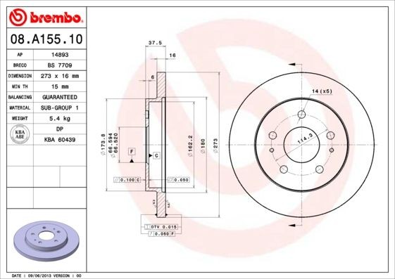 Pack Von 2 - Bremsscheibe 08.A155.10 Brembo FüR Daihatsu-image