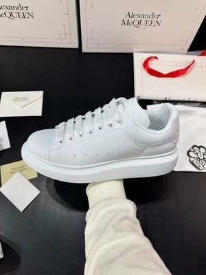 Alexander McQueen Oversized Triple White Leather Sneakers Shoes Unisex