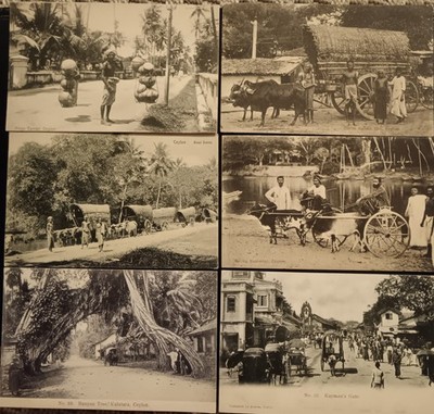 Vintage Ceylon Postkarten. Konvolut 6. Anfang 1900. Lokale Szenen. Postverband. 