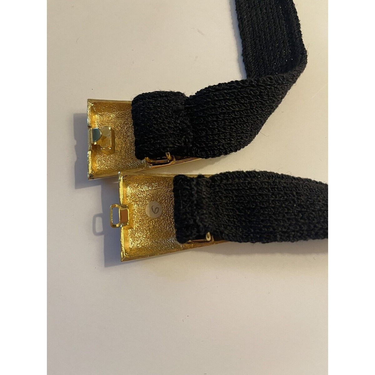 ST JOHN BELT VTG Womens Goldtone Black DECO BUCKLE, Size 6 