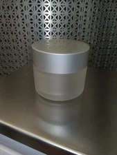 100ml Frosted Clear Glass Cosmetic Jars, Silver Matt Lids, Inner Liners- 12 pcs