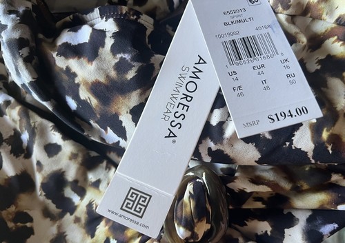 Amoressa Womens Spirit Leopard Halter One-Piece Swimsuit Sz 14 $194 Miraclebrand - Picture 6 of 7