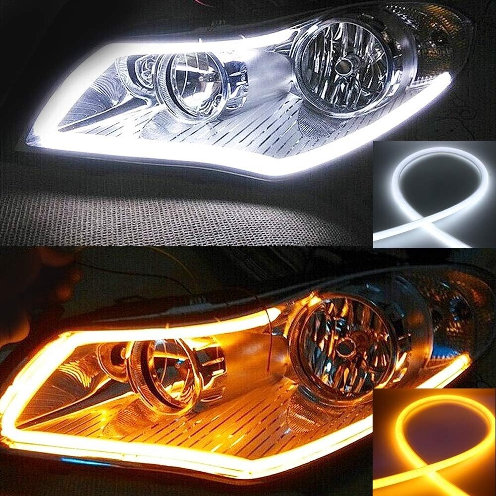 23.6-Inch LED Switchback DRL Tube Light Strip with Amber Sequential Turn Signals