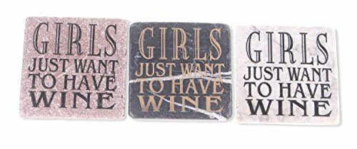 Blue Sky Ceramic Girls Just Want to Have Wine Stone Tile (3 Pack), 4 x 4 - Image 2 of 2