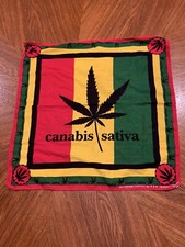 Rasta Colored Canabis/Sativa Bandana New Without Tags 100 Cotton 19x19 Inches