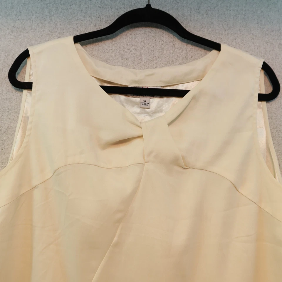 Blusa KATHLEEN KIRKWOOD Off White creme sem mangas com gola torcida, tamanho XL - Imagem 2 de 4