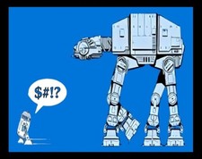 R2-D2 Running scared $#!? from AT-AT robot machine  star wars fight run MAGNET
