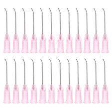 36Pcs 20Gax1" Bent Dispensing Needle Tips Stainless Steel and Plastic Pink