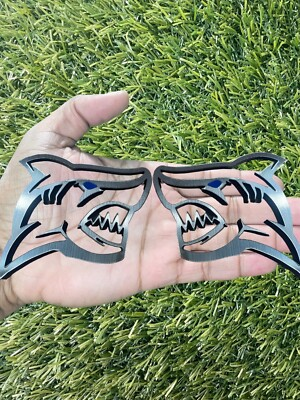 #ad #ad Blue Eye Shark Emblem Badges Set Of 2 Aggressive Custom Silver New Badge Addictz $28.07