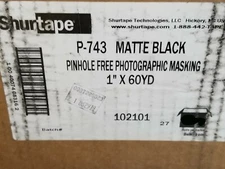 Shurtape CP-743 Matte Black Pinhole Free Photographic Masking Tape 1" x 60yds P