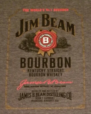 NEW Jim Beam Bourbon Label Women's T Shirt Heather Grey Small Medium Large S M L
