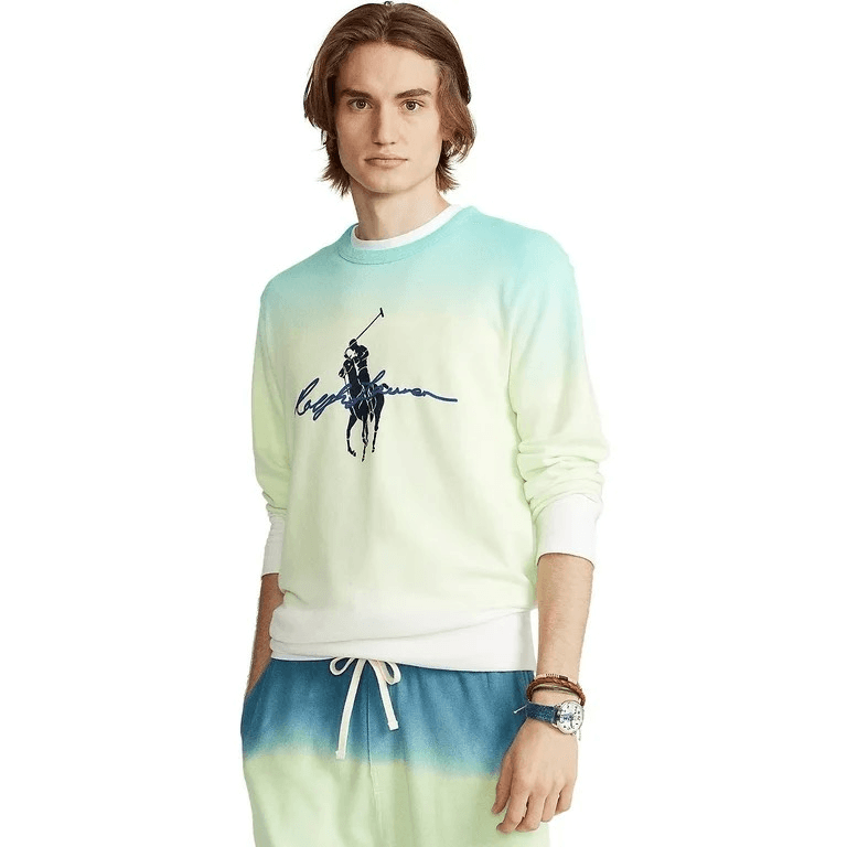 Polo Ralph Lauren WHITE DIP DYE MULTI Big Pony Spa Terry Felpa XXL NUOVA CON ETICHETTE