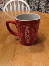 Red Nescaf&eacute; Mug Reindeer Design 11 oz Coffee Cup Christmas Cafe