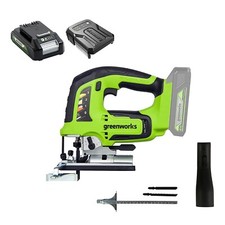 Produktbild - 24V Akku Stichsäge Greenworks GD24JSK2 mit 2Ah Batterie und Ladegerät