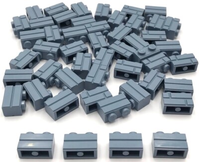 Lego 50 New Sand Blue Bricks Building Blocks Modified 1 x 2 w/ Masonry Profile