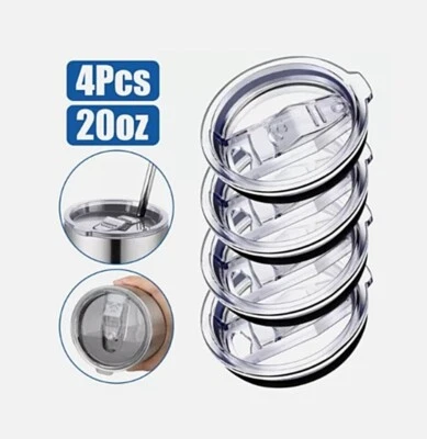 Lot of 4 - 20 oz Spill Proof Slider Lids fits Skinny / Rambler Tumblers