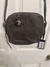 NWT Authentic Armani Jeans Leather Gray Cross...