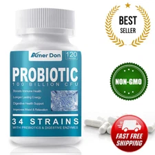 Probiotics 100 Billion CFU Potency Digestive Immune Health 120 Capsules Digestiv
