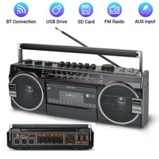 Portable Cassette Radio Player MP3  Recorder with AM/FM/SW Bluetooth Speaker US