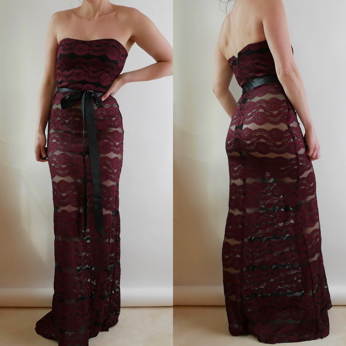 burgundy dress with black lace overlay Prom Dress | Formal Dress | Maxi Dress | Prom Gown | Burgundy | 6 | Lilo Keyhole Backless Maxi Dress - Burgundy main image 1