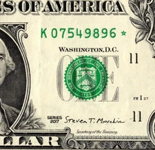 2017 K Star note Fancy Serial Number Regular Run