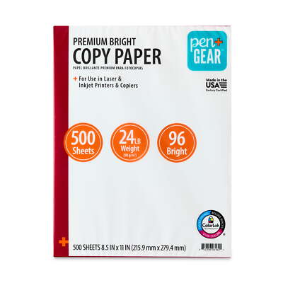 Premium Bright Paper, 8.5'' x 11'', 96 Bright, White, 24 lb., 1 Ream (500 Sheets)