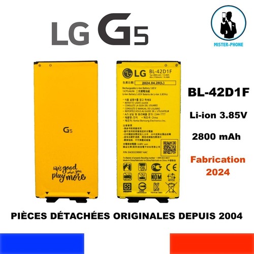 BATTERIE ORIGINE LG G5 BL-42D1F BL421DF 2800mAh 10,8Wh GENUINE BATTERY OEM 3,85V - 第 1/6 張圖片