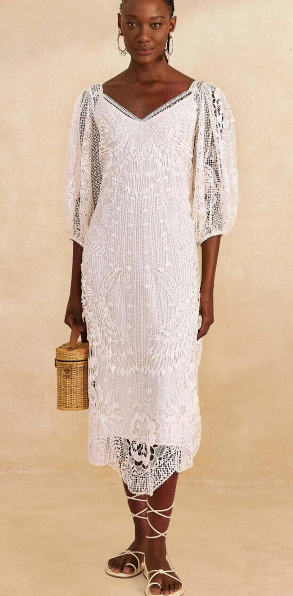 FARM Rio Off-White Guipure Midi Dress, OP $285, Small, SOLD OUT | eBay FARM Rio Off-White Guipure Midi Dress, OP $285, Small, SOLD OUT | eBay