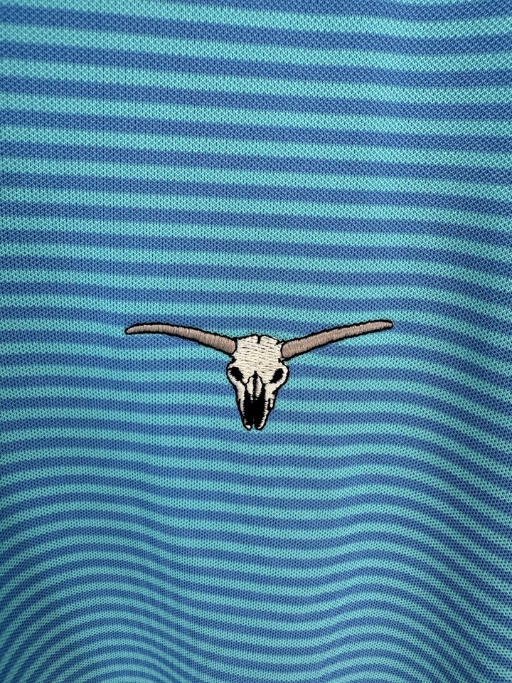 Holderness Bourne Bulls Bay Logo Mens Medium Striped Polo Golf