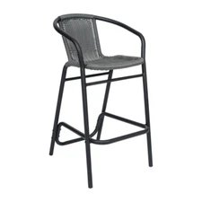 10 PACK All Weather Restaurant Barstool With Gray PE Rattan & Black Metal Frame