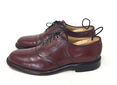 L.L. Bean Mens Saddle Shoes Burgundy Leather Plain Toe Dress  display picture 3
