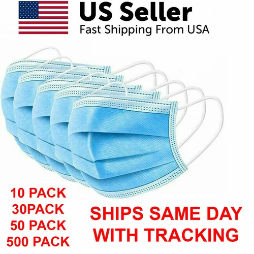 10/20/50 Face Mask Mouth Cover Surgical MEDICAL Dental Disposable 3-PLY Earloop