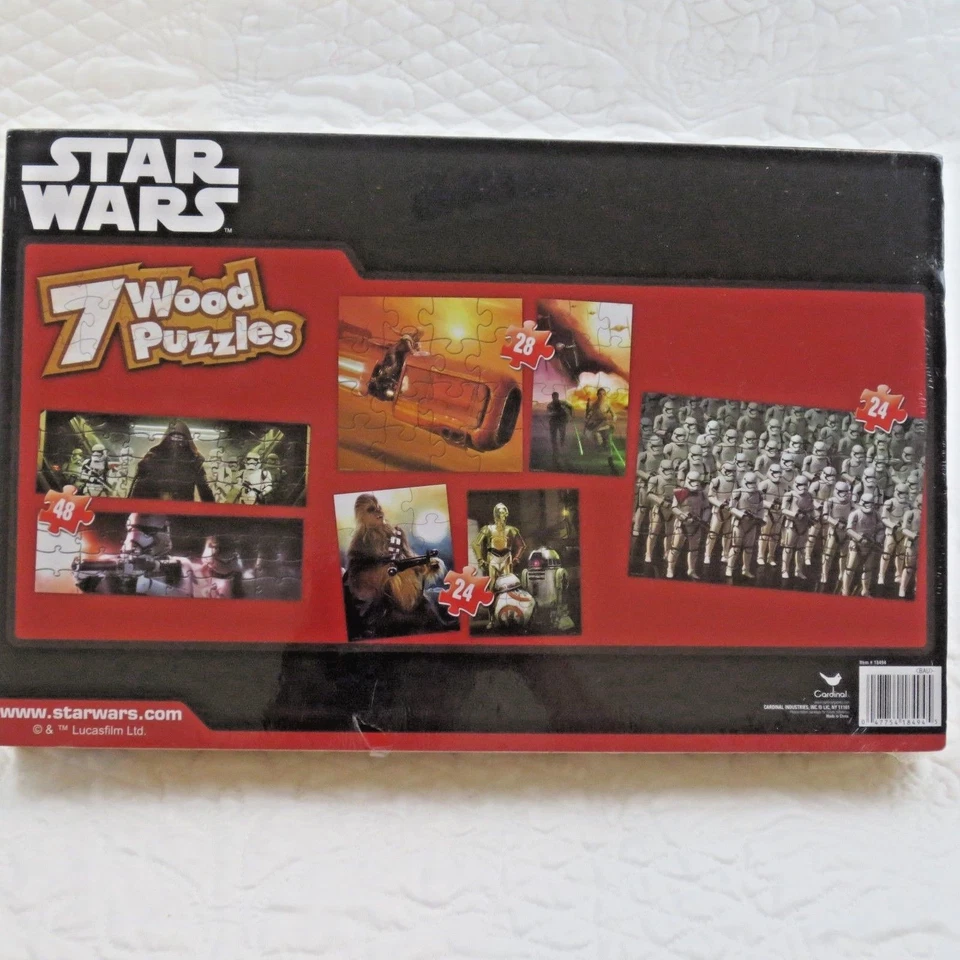 Rompecabezas de madera Star Wars Episodio VII paquete de 7 con caja de almacenamiento Force Awakens SELLADO  Foto 3 de 4