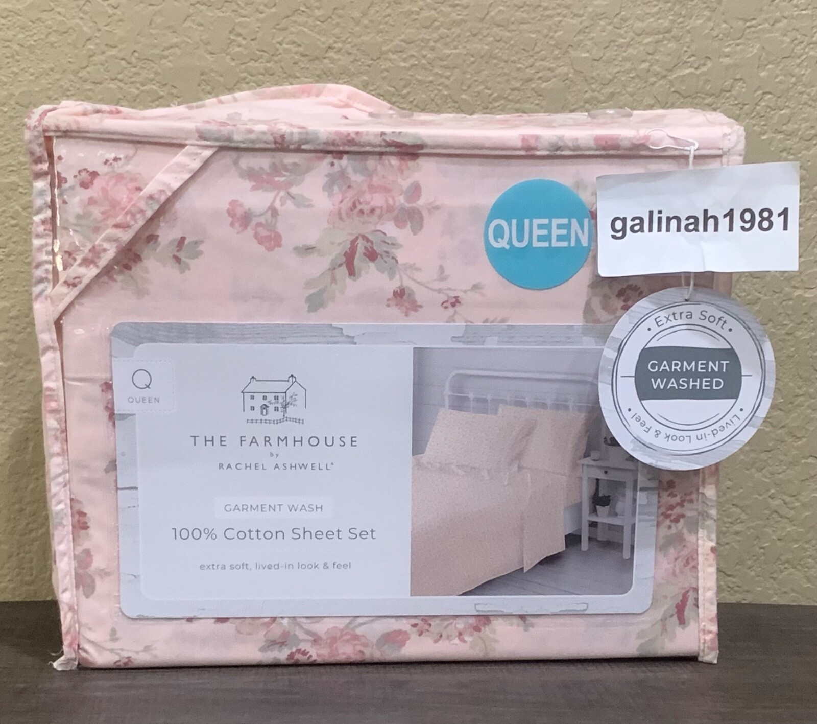 THE FARMHOUSE Rachel Ashwell Shabby Chic Pink Floral Queen Sheet Set