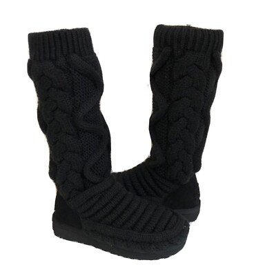 NIB UGG CLASSIC TALL CHUNKY KNIT BLACK CARDY WOMEN display picture 1