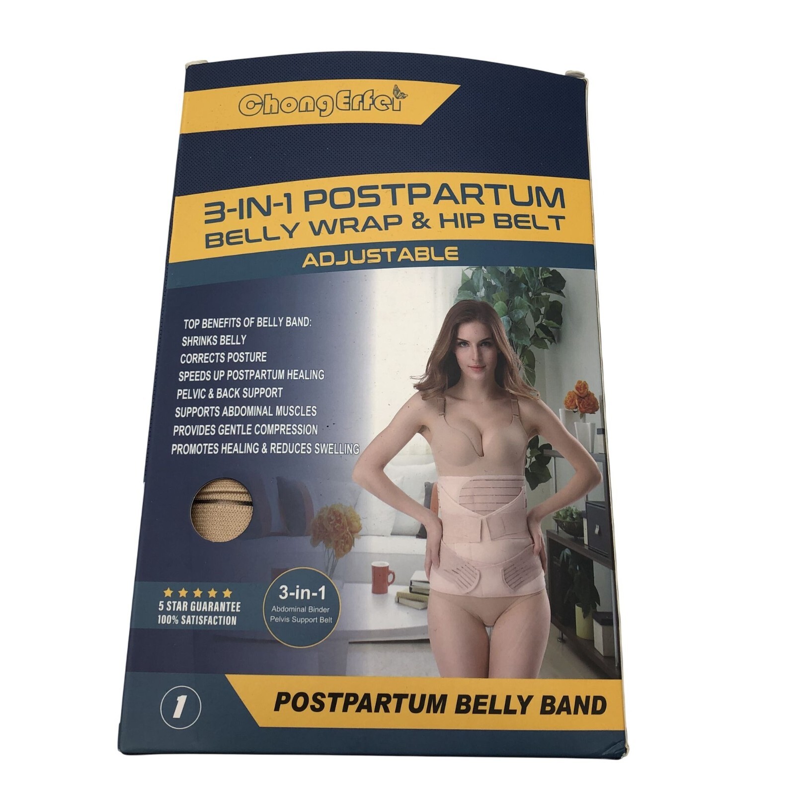 NIB 3-in-1 Postpartum Belly Wrap Hip Belt S/M Beige Pelvic Support for Women  -image