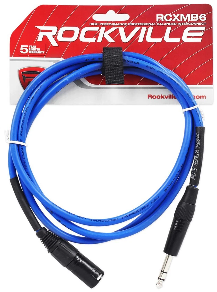 2 Rockville 6' Male REAN XLR to 1/4'' TRS Balanced Cable (Red and Blue) - Image 3 of 4