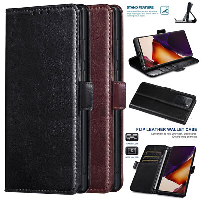 Samsung Galaxy S24 S23 S22 S21 Note20 S9 S8 Leather Flip Wallet Stand Case Cover