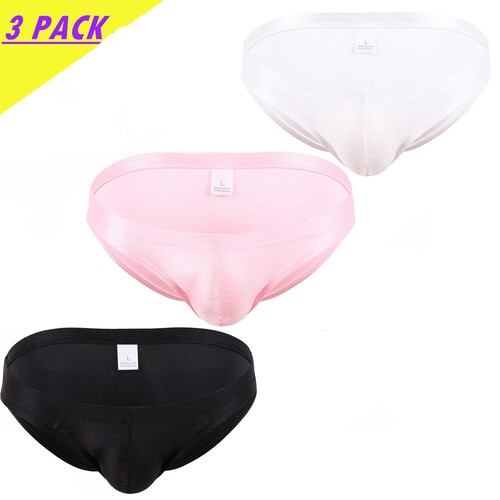 3PACK Mens Sexy Smooth Breathable Bikini Briefs Male Panties Low Rise Underpants - Picture 12 of 36