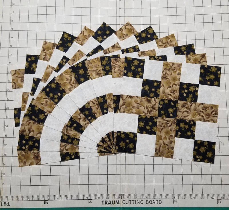 12 Black and Brown 5 Patch Chain Quilt Blocks Handmade 100% Cotton 10.5 inches