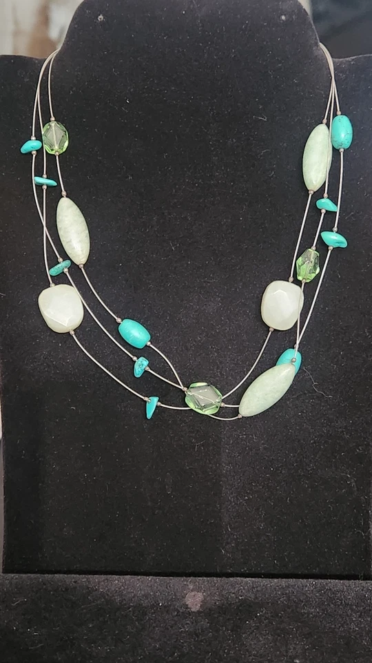 Colar aposentado Silpada prata esterlina aqua serpentina amazonita howlite N2021 - Imagem 3 de 4
