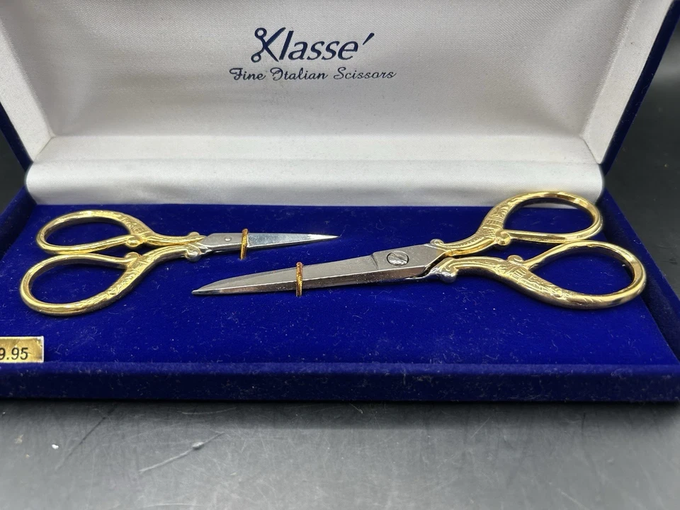 Klasse Gold 2 Piece Fine Scissor Set Embroidery and Sewing Scissors Italy - Image 2 of 4