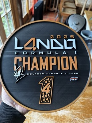 Lando Norris 2025 Formel 1 Champion Plakette | McLaren F1 | 3D gedrucktes Wandschild.