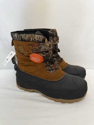 OZARK TRAIL MOSSY OAK SZ 13M, GENUINE SUEDE, THINSULATE, WATERPROOF, BUNGEE LACE