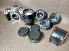 Vintage Canon Minolta 35mm Film Camera Body  Lens 1:1.8 1:3.5 Lot Damaged Parts