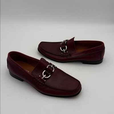 Donald J. Pliner Men Dark Red penny Loafers shoe slip on 