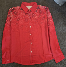 Red Paisley Dress Shirt XL Unisex Adults Long Sleeve Spread Collar Button