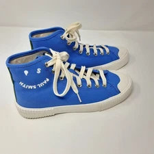 Paul Smith Kibby Bright Blue White Smile Happy Hi Top Canvas Men’s Size US 7
