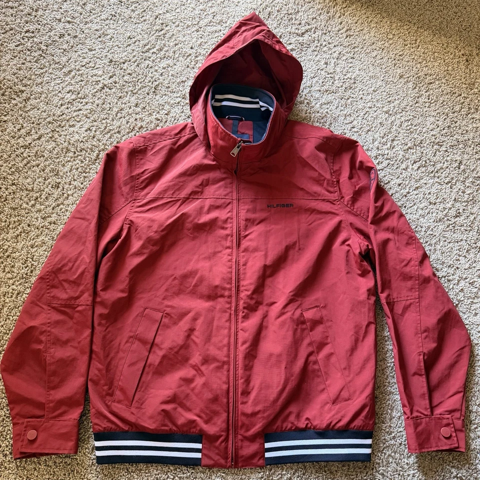 Tommy Hilfiger Hombre Regata Resistente al Agua Rompevientos Chaqueta Abrigo Rojo Talla L Foto 2 de 4